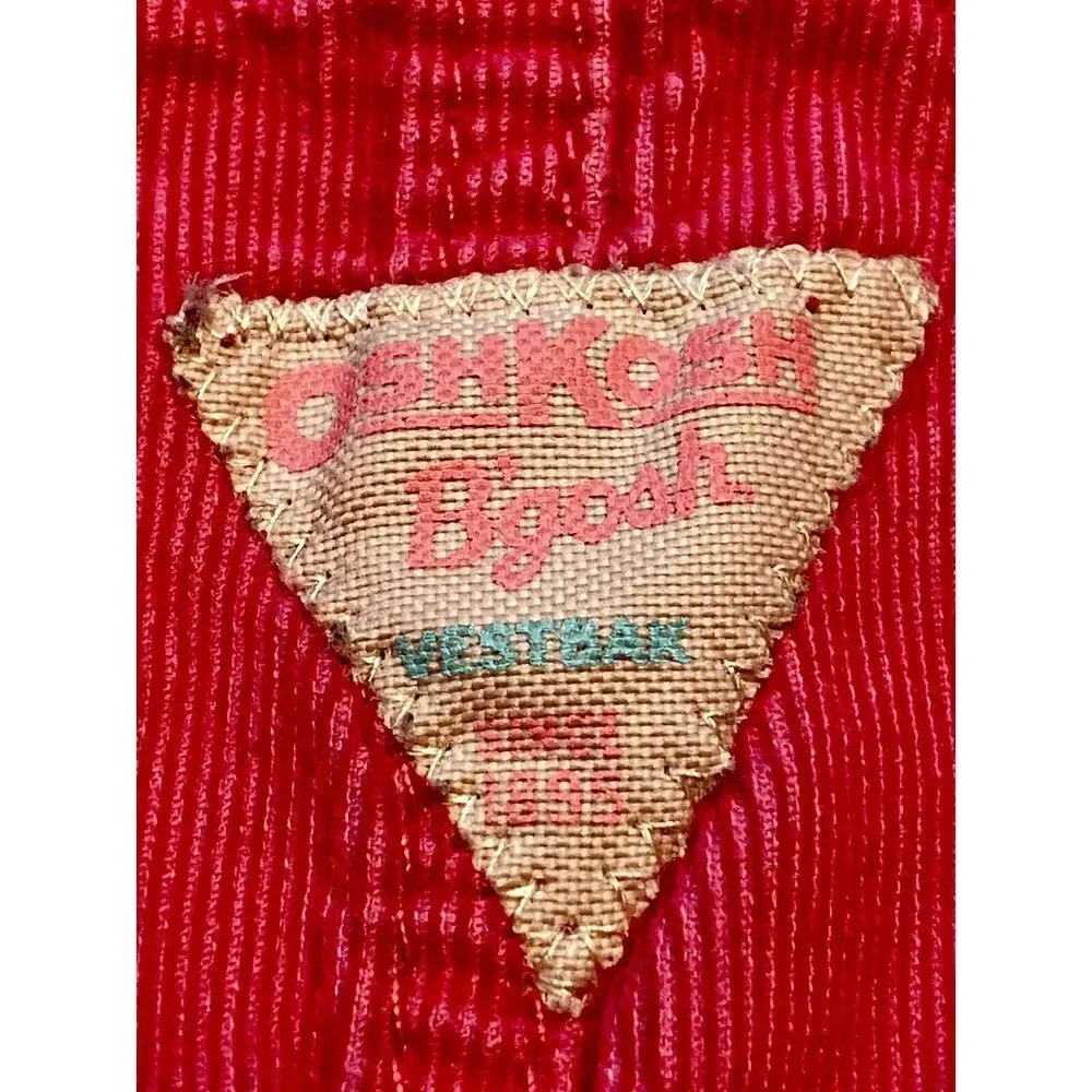 Osh Kosh B'Gosh Vestbak Overalls Sz 24 Mo Hot Pink Corduroy Embellished Snap Leg